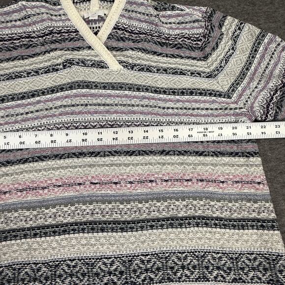 J Jill Fair Isle Hooded Sweater Stripes Women's Large Gorpcore Sustainable - Picture 3 of 9